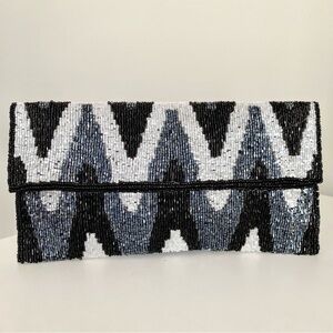 Chevron Beaded Evening Clutch